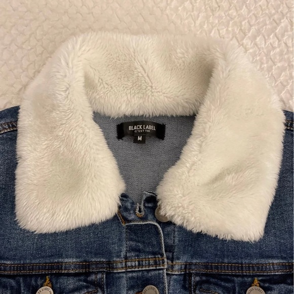 Denim Jacket w/ Faux Fur Collar - Picture 3 of 6